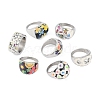 304 Stainless Steel Enamel Wide Finger Rings for Women STAS-U013-01A-P-1