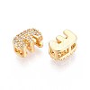 Brass Micro Pave Clear Cubic Zirconia Beads KK-T071-17G-E-2