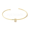 Rack Plating Brass Micro Pave Clear Cubic Zirconia Letter Open Cuff Bangles BJEW-A018-01G-B-2