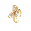 Clear Cubic Zirconia Butterfly Cuff Ring RJEW-N035-073-NF-3