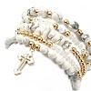 5Pcs 5 Style Natural Howlite & Synthetic Hematite & Glass Beaded Stretch Bracelets Set BJEW-JB09425-4