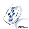 Exquisite Brass Cubic Zirconia Willow Leaf Cuff Rings for Women UN6923-7-1