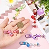 5Pcs Handmade Porcelain & Acrylic & Iron Pendant Decorations HJEW-YW00310-5
