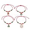 4Pcs 4 Style Christmas Theme Alloy Enamel Charm Bracelets Set BJEW-JB11087-1