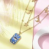 304 Stainless Steel Enamel Eye Moon Star Pendant Double Layer Necklaces for Women STAS-Z105-02G-4