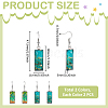 2 Pairs 2 Colors Glass Rectangle with Leaf Dangle Earring EJEW-FI0001-16-3
