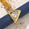 Triangle 304 Stainless Steel Rhinestone Open Cuff Rings for Women RJEW-M048-03G-1