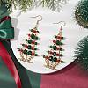 Glass Christmas Tree Pendants Dangle Earrings for Woman EJEW-JE06021-2