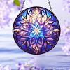 Flat Round with Mandala Flower Pattern Acrylic Printed Window Hanging Suncatcher PW-WGE2980-02-1