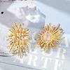 Brass Micro Pave Clear Cubic Zirconia Stud Earrings EJEW-P301-16G-3