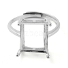 Rectangle Adjustable 925 Sterling Silver Ring Components STER-G042-11P-2
