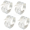 4Pcs Leaf Iron Cuff Bangles BJEW-SP0001-15P-1