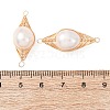 Copper Herringbone Wire-Wrapped Natural Pearl Potato Links Connector Charms KK-Z152-03G-02-3