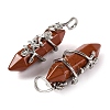 Natural Red Jasper Double Terminal Pointed Pendants G-C144-03P-03-2