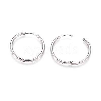 Tarnish Resistant 202 Stainless Steel Huggie Hoop Earrings EJEW-F111A-25mm-P-1