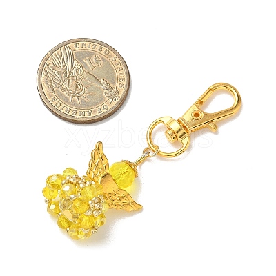 Angel Glass & Alloy Pendant Decorations HJEW-MZ00360-03-1