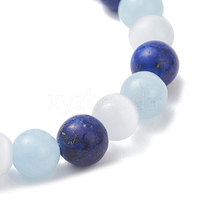 Dyed Natural Quartz & Sesame Jasper Beaded Stretch Bracelets for Women Men BJEW-JB13403-1