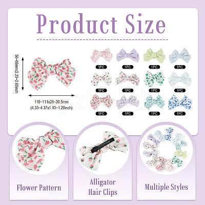 4Bags 4 Colors Cloth Bowknot Alligator Hair Clips PHAR-TA0001-20-1