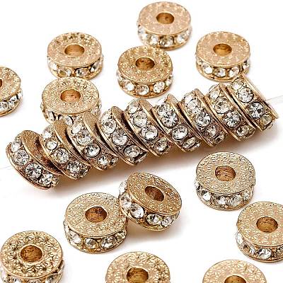 Rack Plating Flat Round Alloy Rhinestone Beads RB-D293-02LG-1