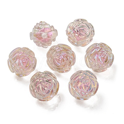 UV Plating Rainbow Iridescent Acrylic Beads OACR-P010-20D-1