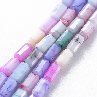 Opaque Baking Paint Crackle Glass Beads Strands EGLA-T008-18I-1
