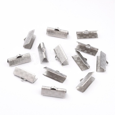 Non-Tarnish 304 Stainless Steel Ribbon Crimp Ends STAS-L244-51A-P-1