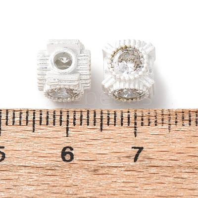 Brass Pave Cubic Zirconia Beads KK-C157-27S-1