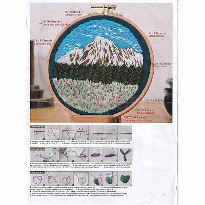 DIY Flower and Mountain Embroidery Kit DIY-O021-12B-1