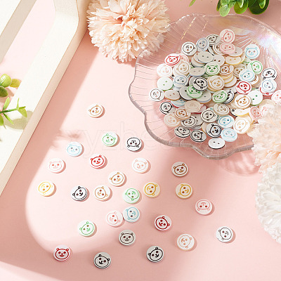 200Pcs 2-Hole Resin Buttons BUTT-TA0001-60C-1