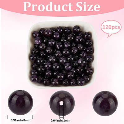 120Pcs Natural Amethyst Round Beads G-PA0001-16B-1