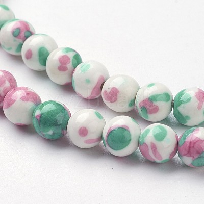 Synthetic Ocean White Jade Bead Strands G-J350-8mm-06-1