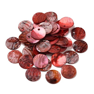 Spray Painted Natural Akoya Shell Charms X-SHEL-F007-15A-1
