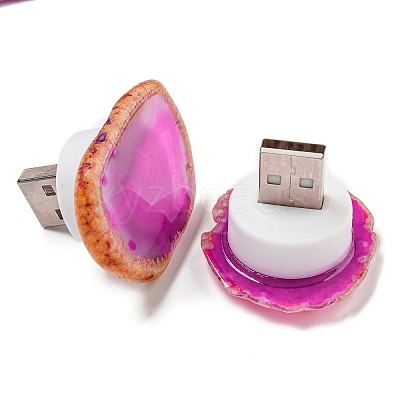 Dyed & Heatsd Natural Agate Slice USB Night Light Decoration G-Q170-10A-1