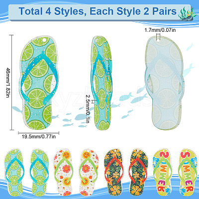 16Pcs 4 Styles Slipper Theme Acrylic Pendants MACR-SC0001-69-1