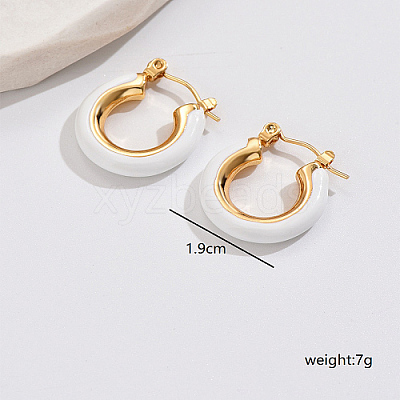 Real 18K Gold Plated 304 Stainless Steel Hoop Earrings LR9688-3-1