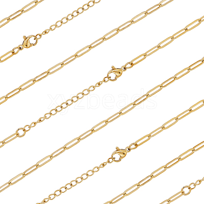 10Pcs 667 Stainless Steel Paperclip Chain Necklaces NJEW-BBC0001-48B-G-1