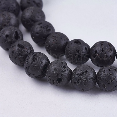Natural Lava Rock Stone Bead Strands X-G-R193-18-6mm-1
