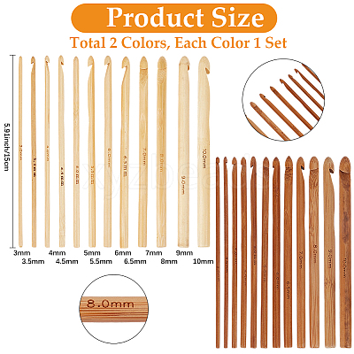 2Bags 2Colors Carbonized Bamboo Knitting Needles TOOL-CL0001-09-1