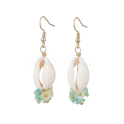 Natural Mixed Cowrie Shell Dangle Earrings EJEW-JE06858-1
