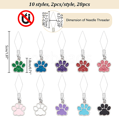 20Pcs 10 Style 304 Stainless Steel Threaders DIY-AB00048-1