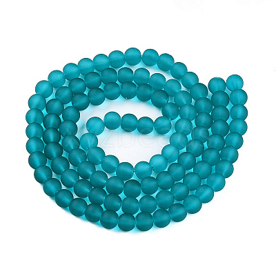 Frosted Transparent Glass Beads Strands GLAA-S031-8mm-37-01-1