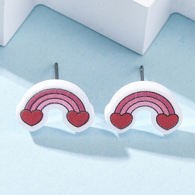 Wood Stud Earrings EJEW-M063-01H-1
