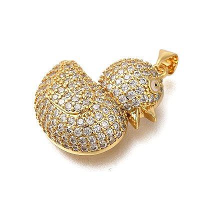 Rack Plating Brass Micro Pave Cubic Zirconia Pendants ZIRC-F142-01G-05-1