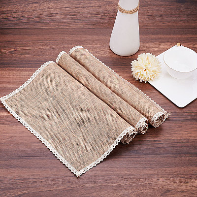 Braided Jute and Lace Non-Slip Insulation Pad LS-AJEW-WH0066-01-1