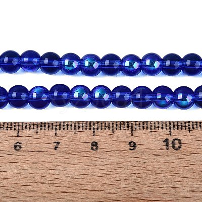 Transparent Electroplate Glass Beads Strands EGLA-Q132-6MM-01A-08-1