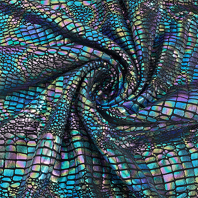 Polyester Elastic Fabric with Crocodile Pattern DIY-PH0036-91B-1