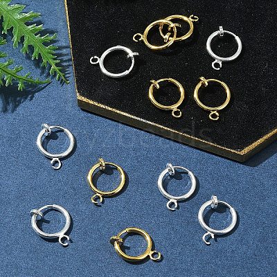 12Pcs 2 Colors Brass Clip-on Hoop Earring Findings KK-FS0001-48-1