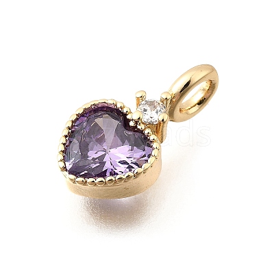 Brass Pave Cubic Zirconia Charms KK-Q097-03E-G-1