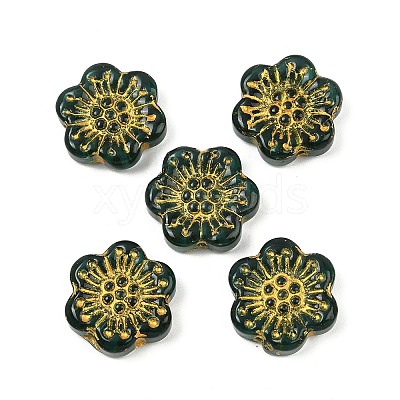 Baking Paint and Golden Metal Enlaced Glass Beads DGLA-T004-09E-1