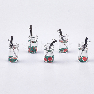 Glass Bottle Pendants CRES-N017-06C-1